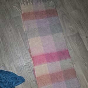 Soft Plaid Pastel Scarf with Pink Accent